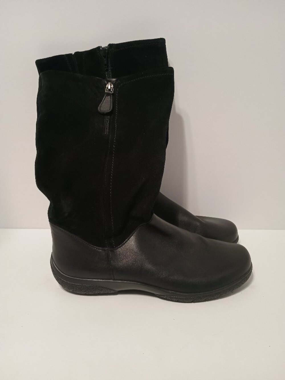 Hotter Matilda Mid Calf Boots Women’s US 10 Black Leather Suede Comfort - Picture 2 of 9